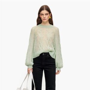 Bimba Y Lola Mint Mohair Open Knit Sweater size small
